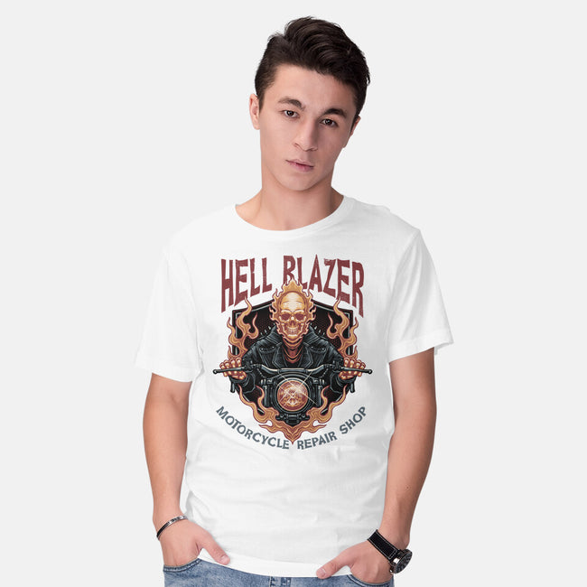Hellblazer Motorcycle Repair Shop-Mens-Basic-Tee-glitchygorilla