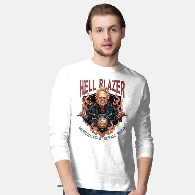 Hellblazer Motorcycle Repair Shop-Mens-Long Sleeved-Tee-glitchygorilla
