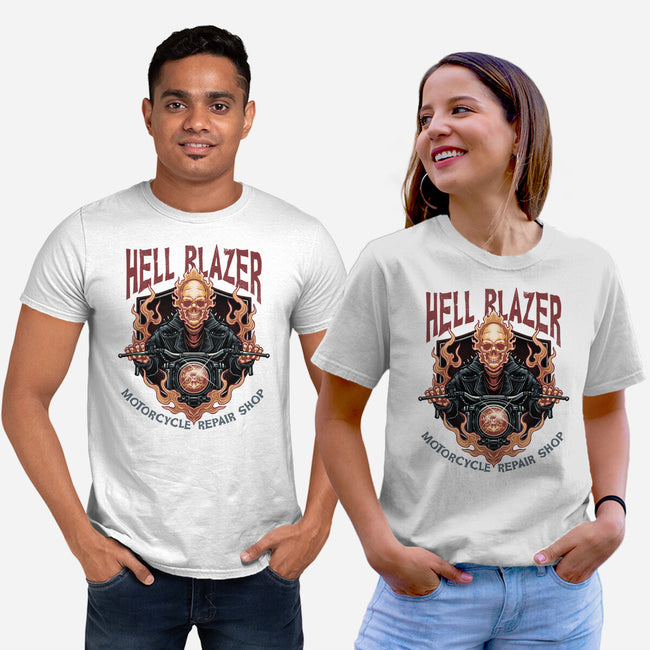 Hellblazer Motorcycle Repair Shop-Unisex-Basic-Tee-glitchygorilla