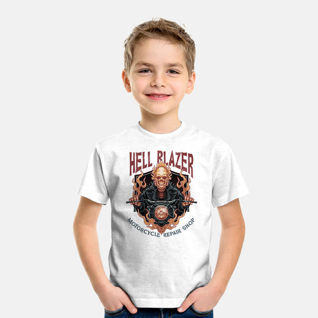 Hellblazer Motorcycle Repair Shop-Youth-Basic-Tee-glitchygorilla