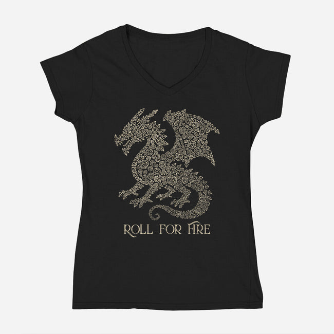 Roll For Fire-Womens-V-Neck-Tee-NMdesign
