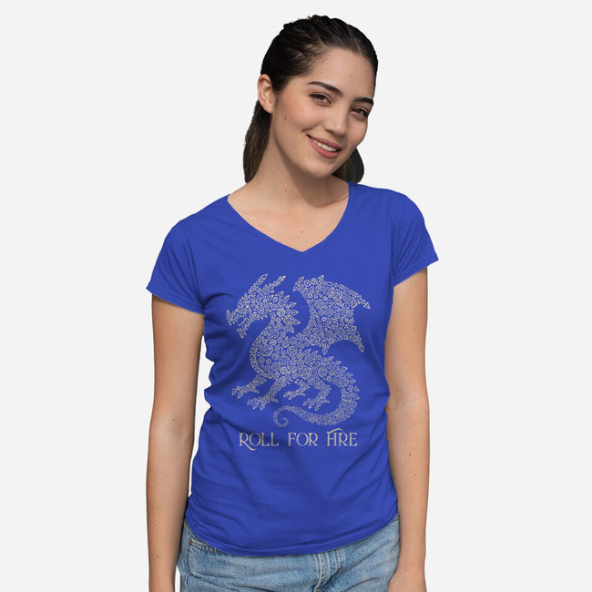 Roll For Fire-Womens-V-Neck-Tee-NMdesign