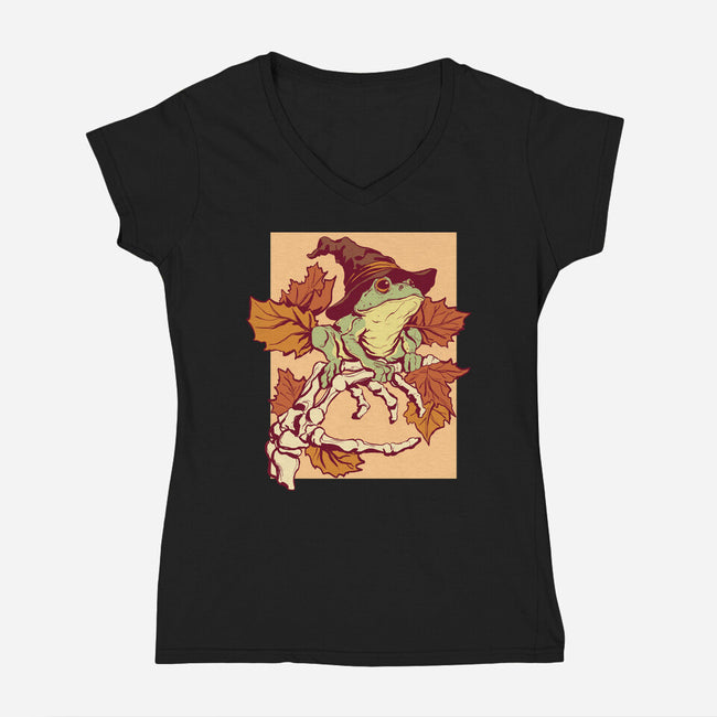 Witchy Frog-Womens-V-Neck-Tee-fanfabio