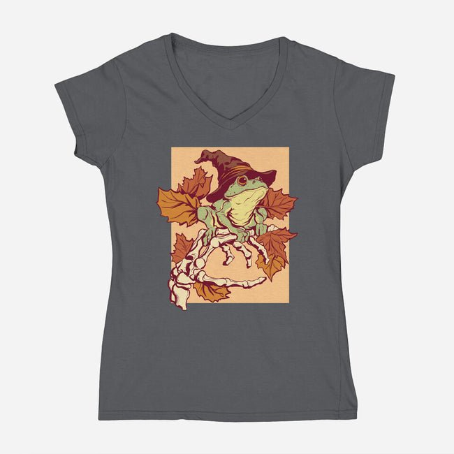 Witchy Frog-Womens-V-Neck-Tee-fanfabio