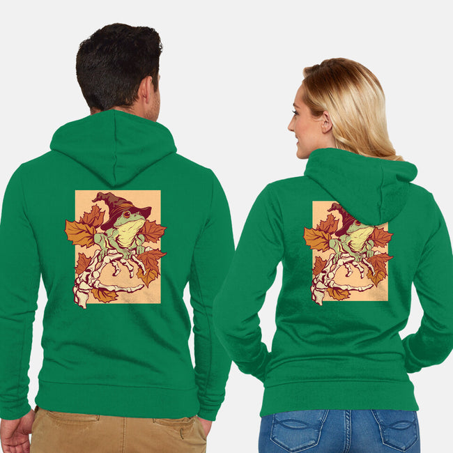 Witchy Frog-Unisex-Zip-Up-Sweatshirt-fanfabio