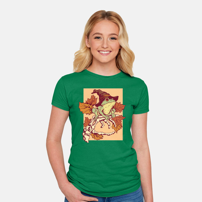 Witchy Frog-Womens-Fitted-Tee-fanfabio