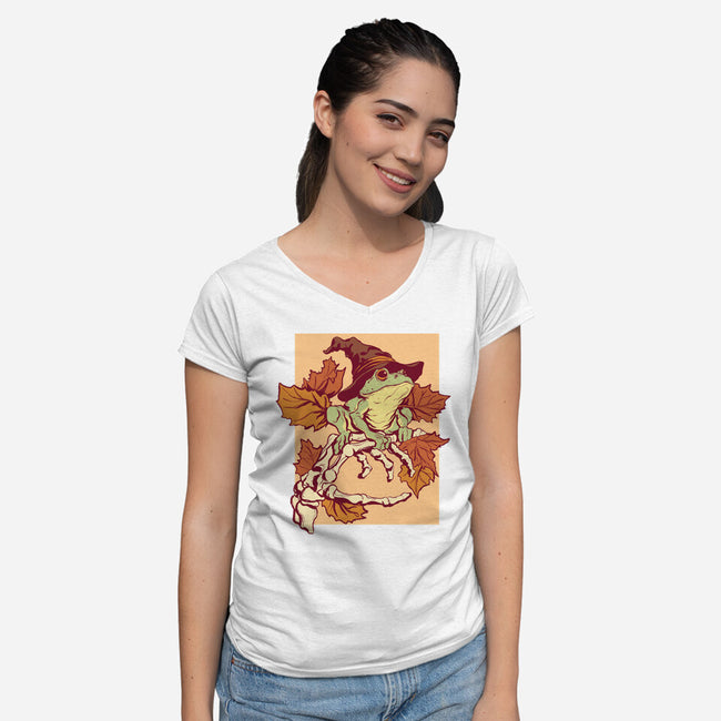 Witchy Frog-Womens-V-Neck-Tee-fanfabio