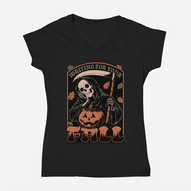 Grim Reaper Autumn-Womens-V-Neck-Tee-Studio Mootant