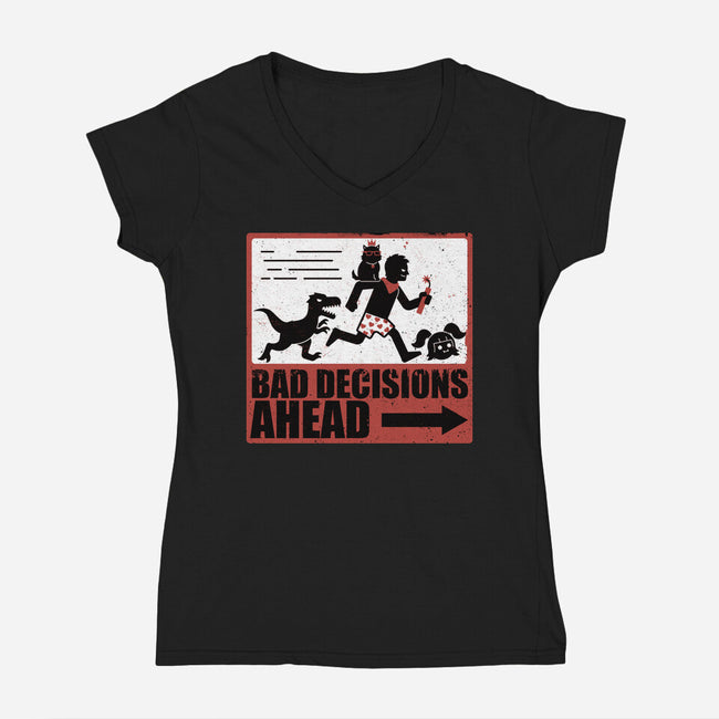 Dungeon Crawler Bad Decisions-Womens-V-Neck-Tee-Studio Mootant