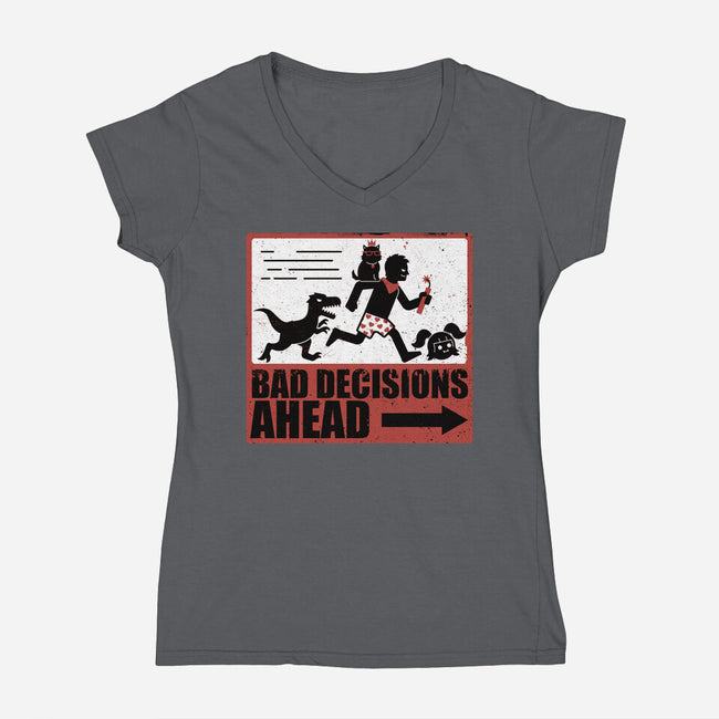Dungeon Crawler Bad Decisions-Womens-V-Neck-Tee-Studio Mootant