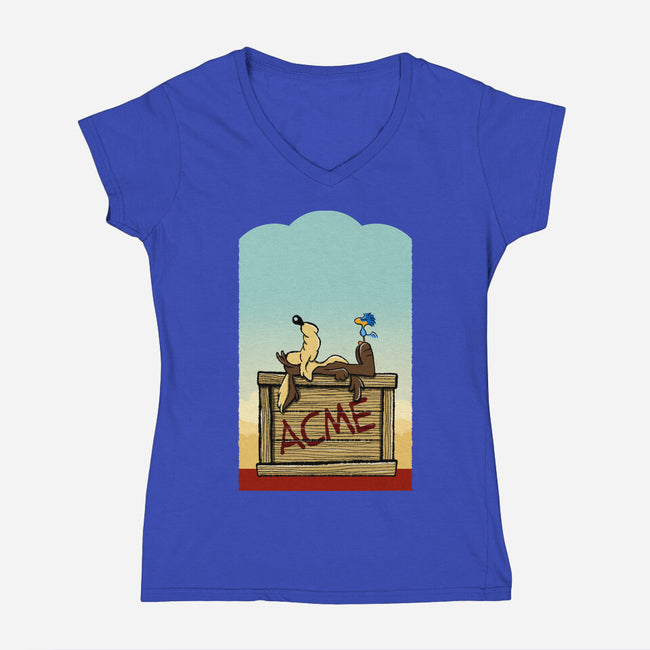 Happiness Is Beep Beep-Womens-V-Neck-Tee-DrawnByBryan