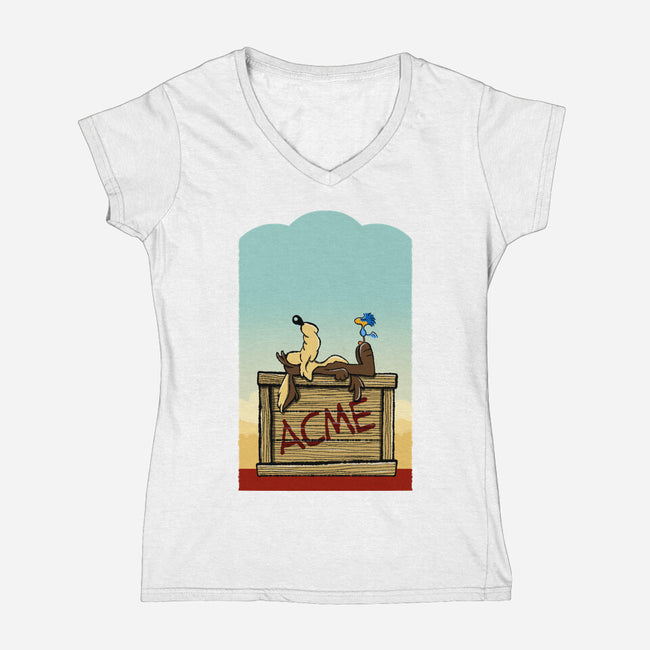 Happiness Is Beep Beep-Womens-V-Neck-Tee-DrawnByBryan