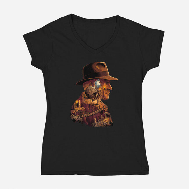 Archaeology Adventure-Womens-V-Neck-Tee-milasneeze