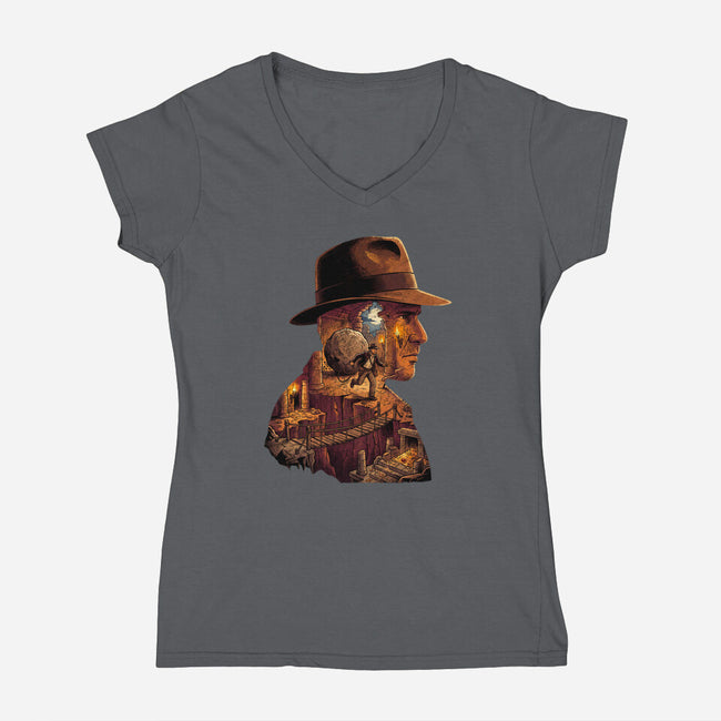 Archaeology Adventure-Womens-V-Neck-Tee-milasneeze