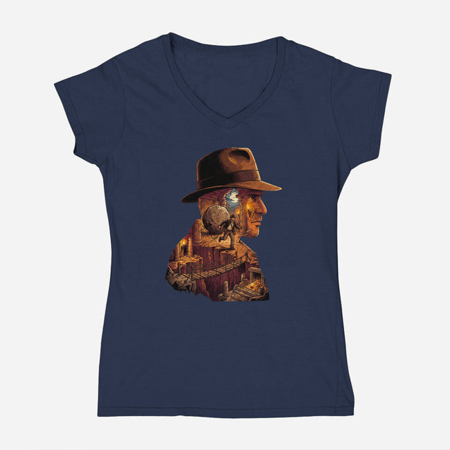 Archaeology Adventure-Womens-V-Neck-Tee-milasneeze