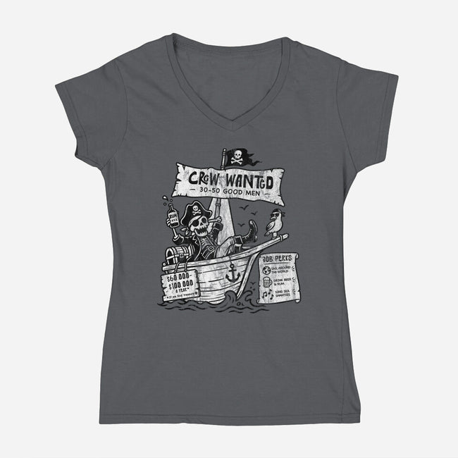 Pirate Crew Hiring-Womens-V-Neck-Tee-benyamine12