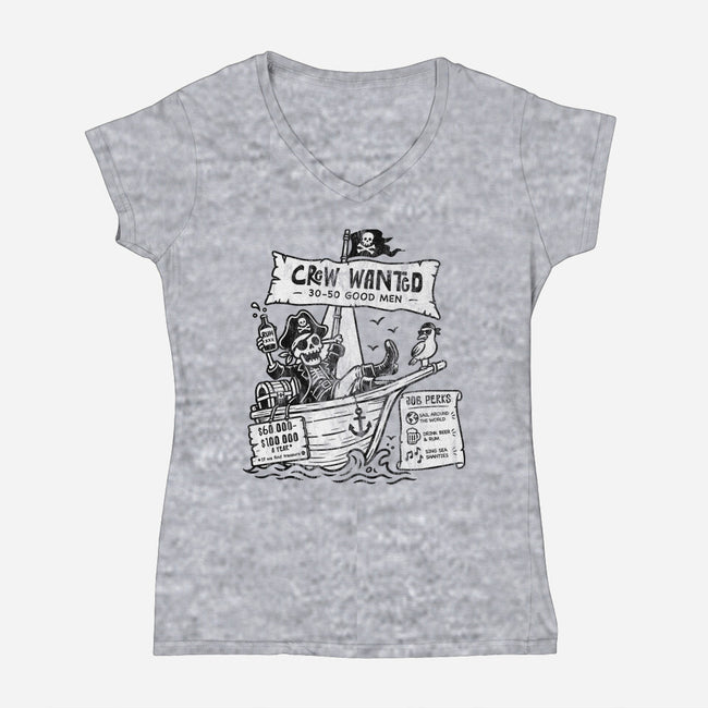 Pirate Crew Hiring-Womens-V-Neck-Tee-benyamine12