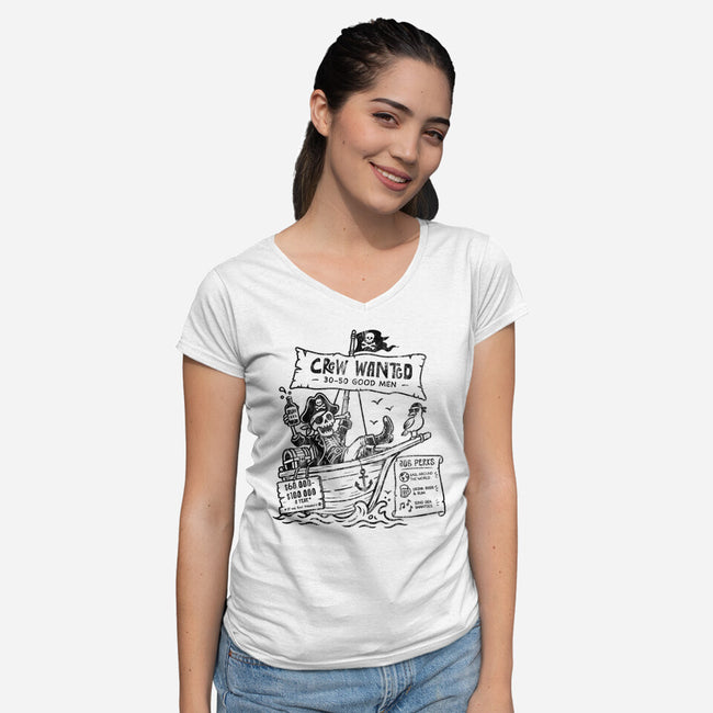 Pirate Crew Hiring-Womens-V-Neck-Tee-benyamine12