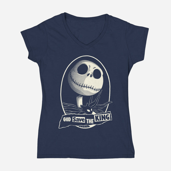 God Save The Pumpkin King-Womens-V-Neck-Tee-Barbadifuoco