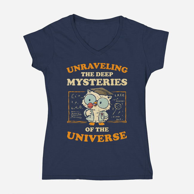 Unraveling The Mysteries Of The Universe-Womens-V-Neck-Tee-kg07