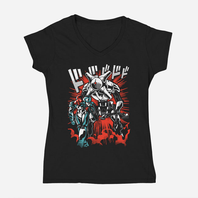Shodown-Womens-V-Neck-Tee-arace