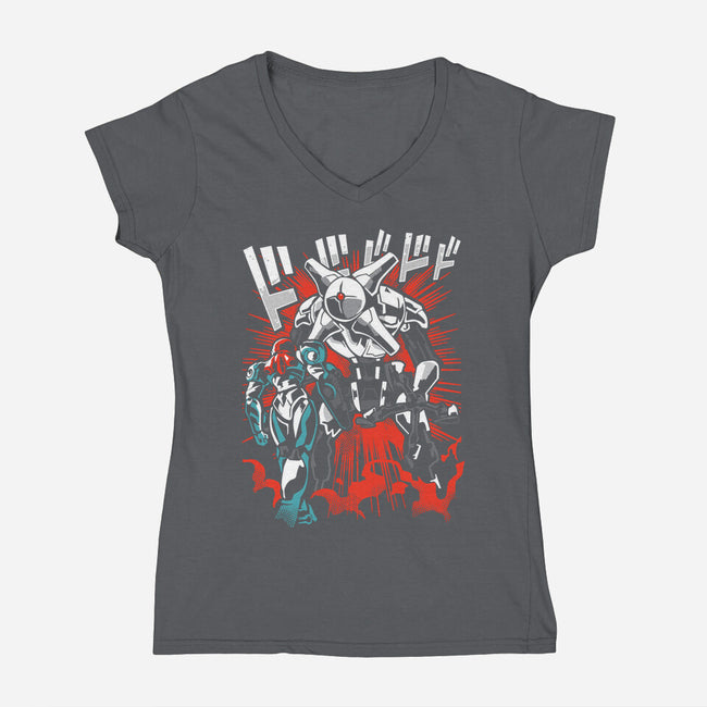 Shodown-Womens-V-Neck-Tee-arace