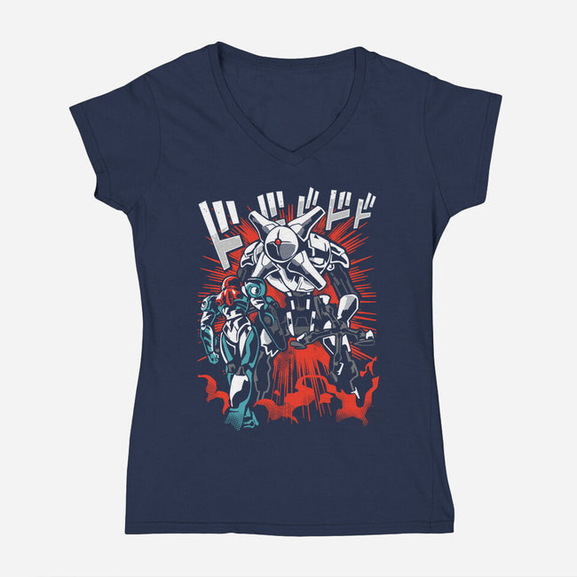 Shodown-Womens-V-Neck-Tee-arace