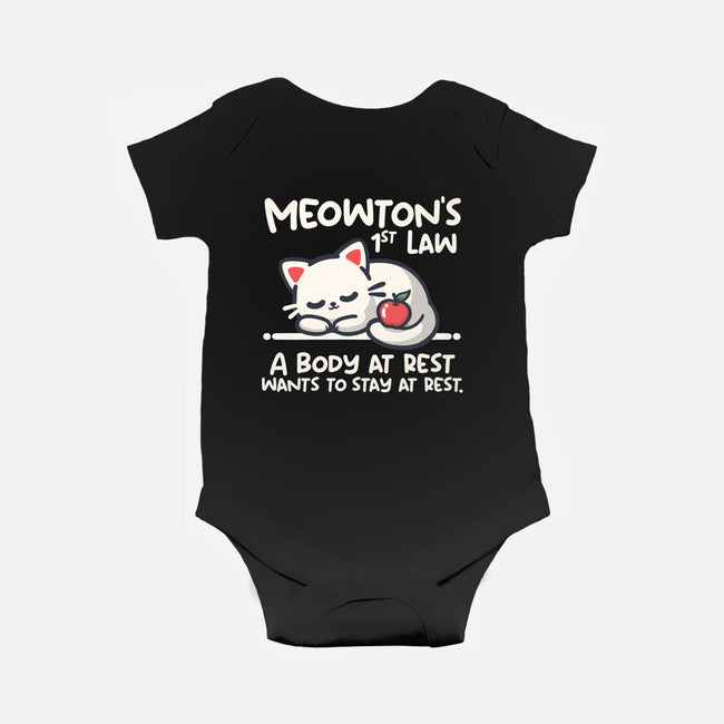 Meowton's First Law-Baby-Basic-Onesie-NemiMakeit