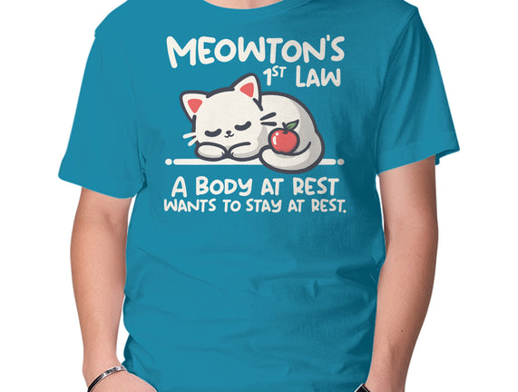 Meowton's First Law-Mens-Basic-Tee-NemiMakeit by TeeFury