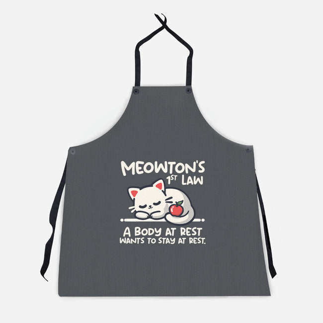 Meowton's First Law-Unisex-Kitchen-Apron-NemiMakeit