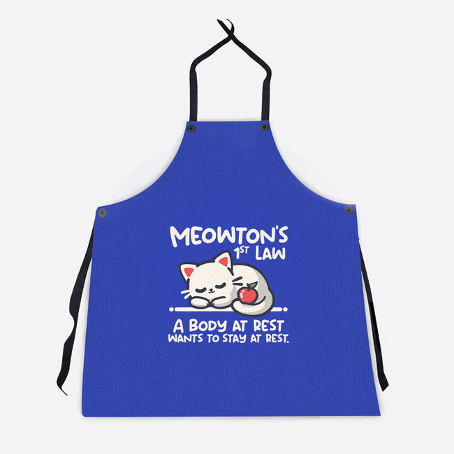 Meowton's First Law-Unisex-Kitchen-Apron-NemiMakeit