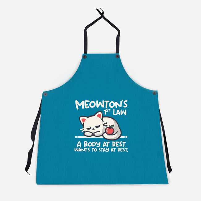 Meowton's First Law-Unisex-Kitchen-Apron-NemiMakeit