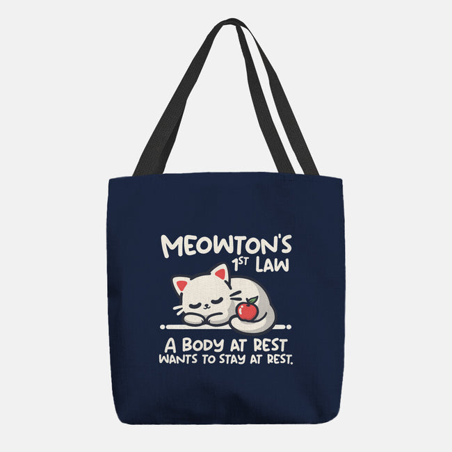 Meowton's First Law-None-Basic Tote-Bag-NemiMakeit