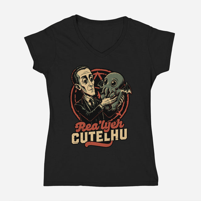Lovecraft Baby Cthulhu-Womens-V-Neck-Tee-Studio Mootant