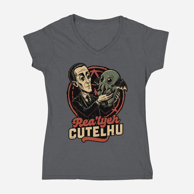 Lovecraft Baby Cthulhu-Womens-V-Neck-Tee-Studio Mootant