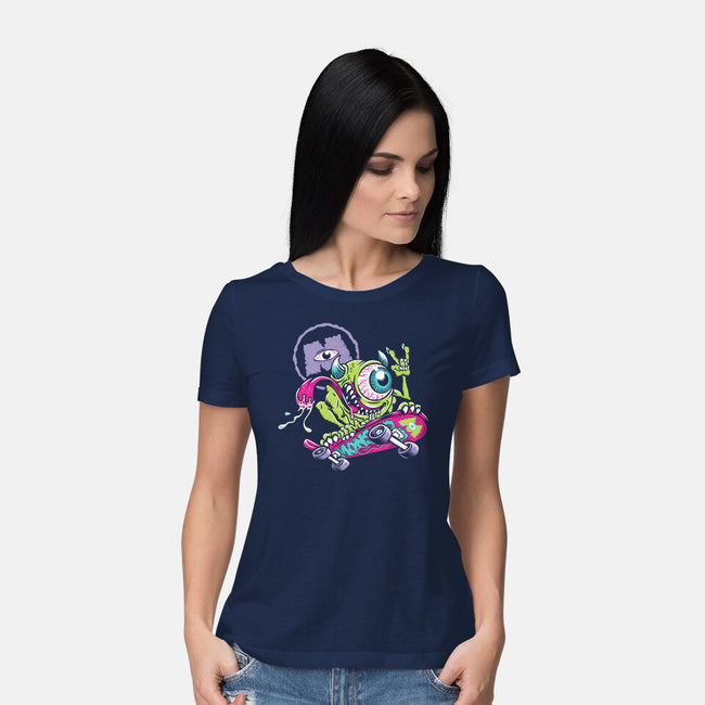 Monster Skate-Womens-Basic-Tee-Nemons