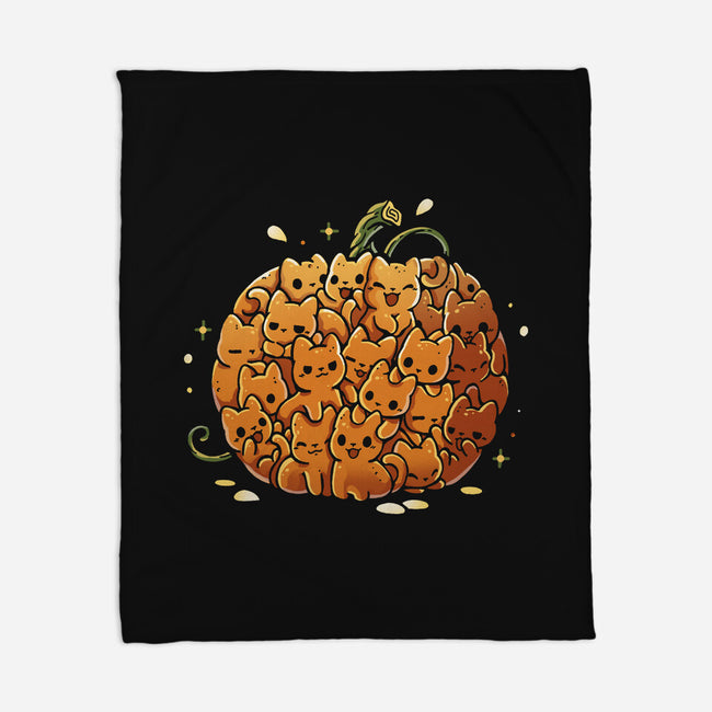 Pumpkin Kittens-None-Fleece-Blanket-Vallina84
