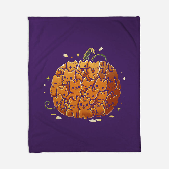 Pumpkin Kittens-None-Fleece-Blanket-Vallina84