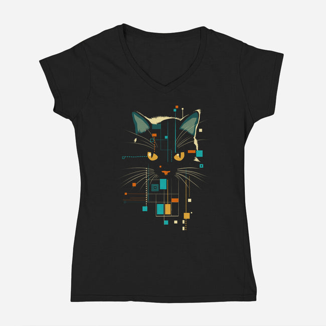 Cat Of Tomorrow-Womens-V-Neck-Tee-kharmazero