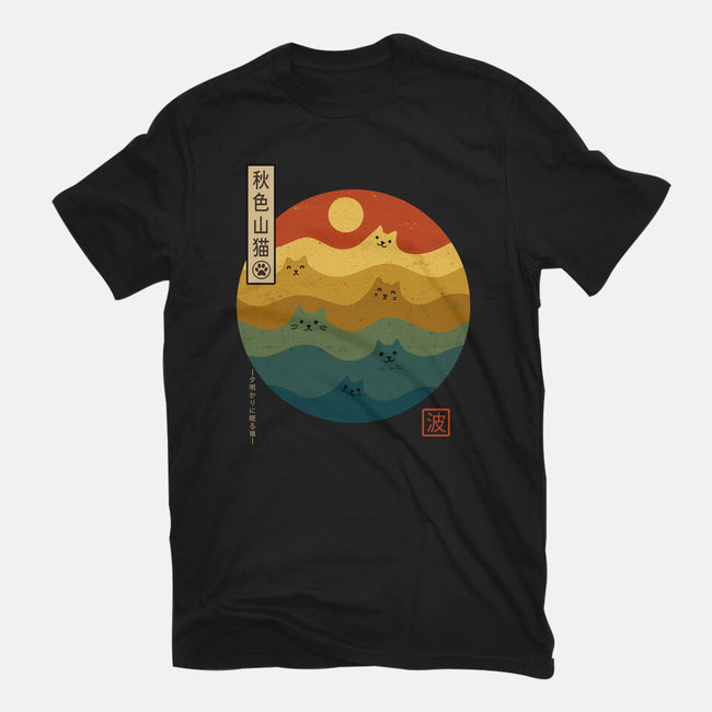 Retro Cat Waves-Womens-Basic-Tee-erion_designs