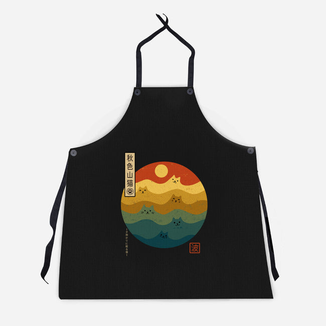 Retro Cat Waves-Unisex-Kitchen-Apron-erion_designs