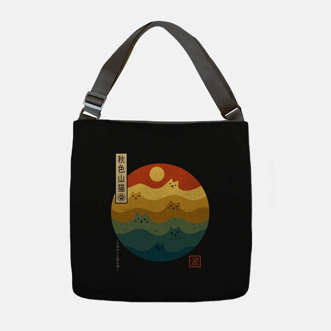 Retro Cat Waves-None-Adjustable Tote-Bag-erion_designs