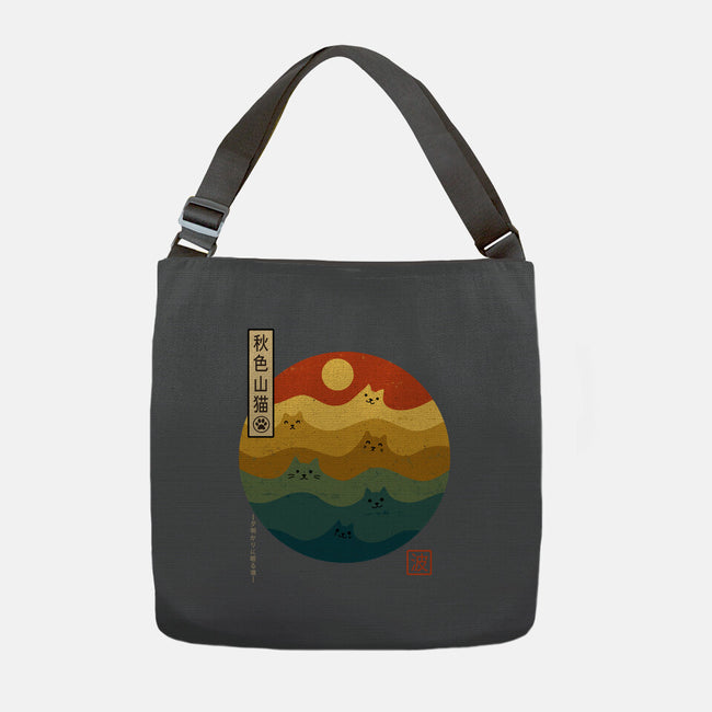 Retro Cat Waves-None-Adjustable Tote-Bag-erion_designs