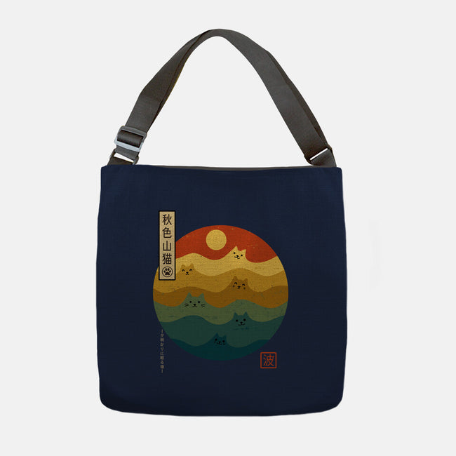 Retro Cat Waves-None-Adjustable Tote-Bag-erion_designs
