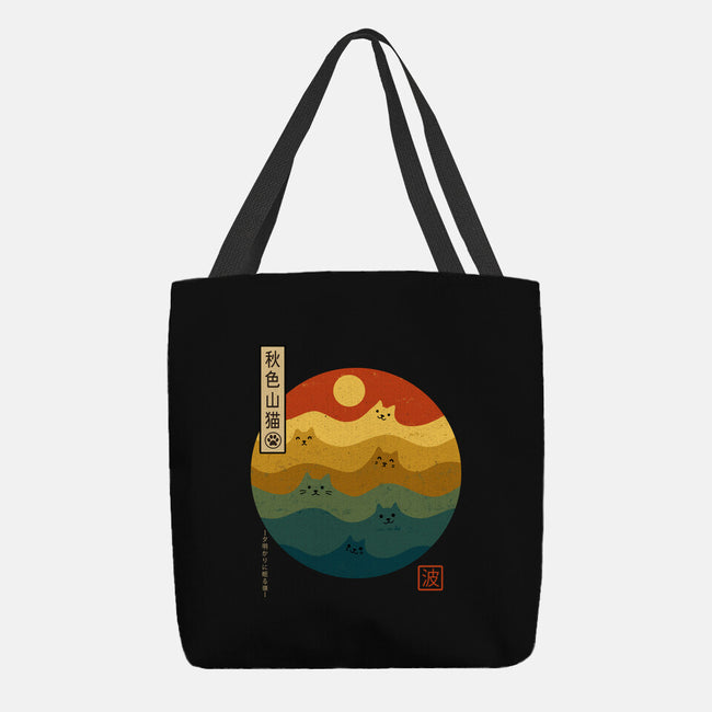 Retro Cat Waves-None-Basic Tote-Bag-erion_designs