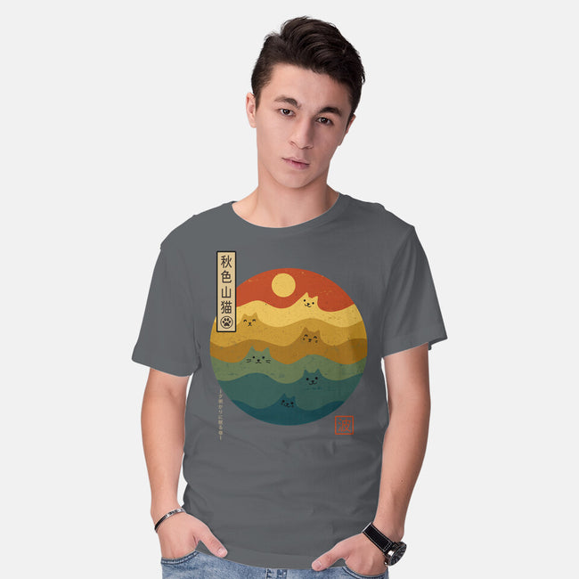 Retro Cat Waves-Mens-Basic-Tee-erion_designs