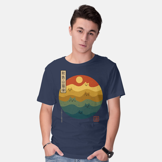 Retro Cat Waves-Mens-Basic-Tee-erion_designs