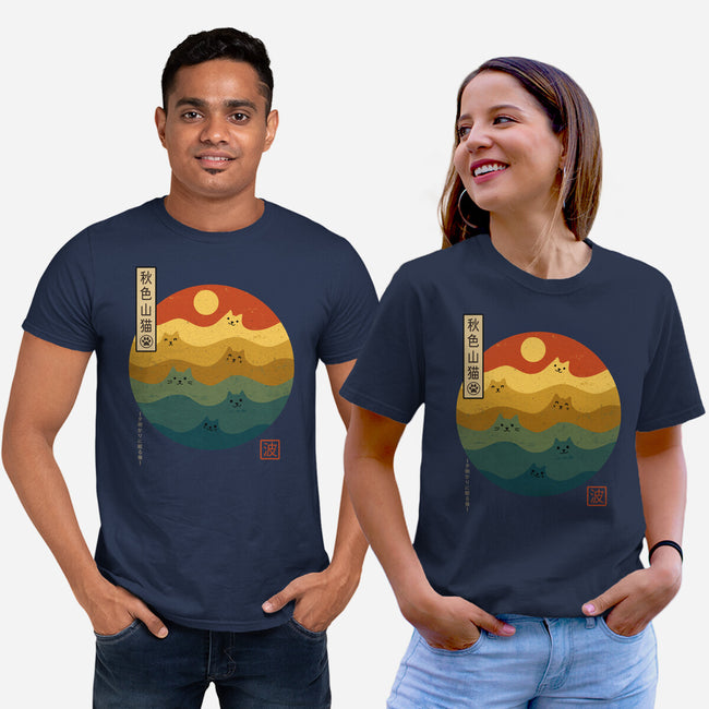 Retro Cat Waves-Unisex-Basic-Tee-erion_designs