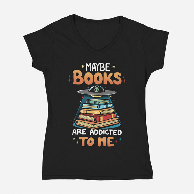 Books Addicted-Womens-V-Neck-Tee-Vallina84