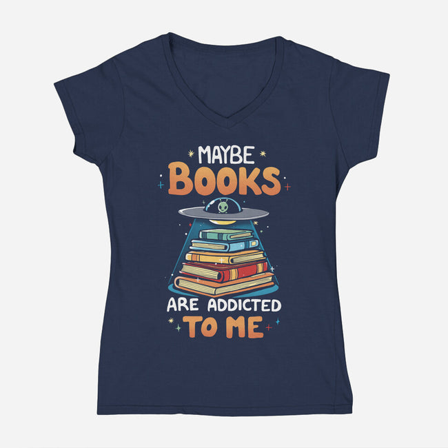 Books Addicted-Womens-V-Neck-Tee-Vallina84